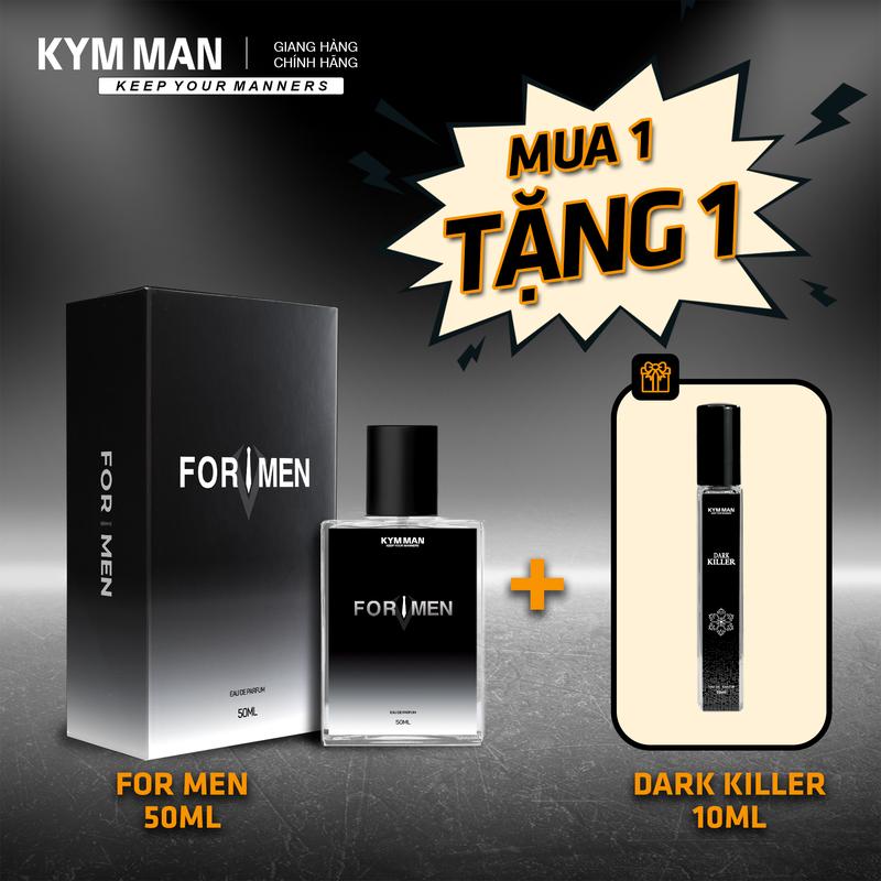 [MUA 1 TẶNG 1]  Nước Hoa Nam FOR MEN Hương Thơm Nam Tính – Mạnh Mẽ - Lôi Cuốn 50ml  - KYM MAN Perfume  Cosmetic Xịt Thơm Tinh Dầu