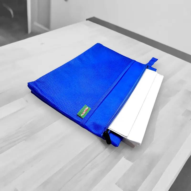 Topla Zipper Pocket Kain Map Dokumen Ukuran Folio F4 Warna Biru Hijau Kuning Merah Ungu Peralatan Stationery Kantor 35x25 cm Free Bubble Wrap 3