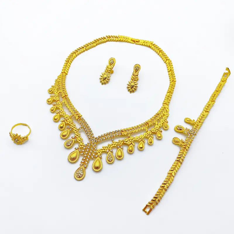 Bridal Jewelry Set Necklace Bracelet Earring Ring Dubai Jewelry Jewelry Set 3