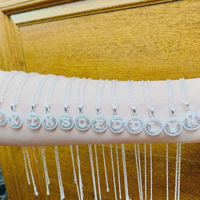  Dây chuyền nữ Bạc LoPa dáng dây xoắn kép mặt chữ tròn vừa xinh đính đá lấp lánh  Dây dài 45cm  Bạc LoPa sk93 