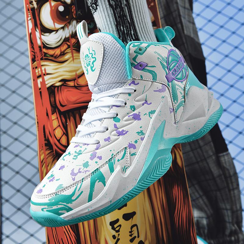 Product Introduction of Spot high-top basketball shoes men's shoes grip mesh leather sports shoes for junior high school students combat sneakers 7