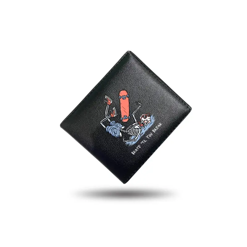 Dompet pria anak remaja pu leather kulit sintetis miniso skate 'til you break Uang Hitam Kartu 0