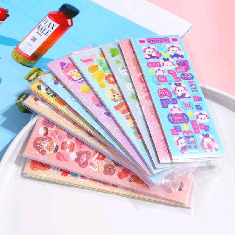 Sét 100 Miếng Dán Hoạt Hình Dễ Thương Không Trùng Lặp .Nhãn Sticker có kim tuyến  lấp lánh Dán Sổ Tay Cho Bé