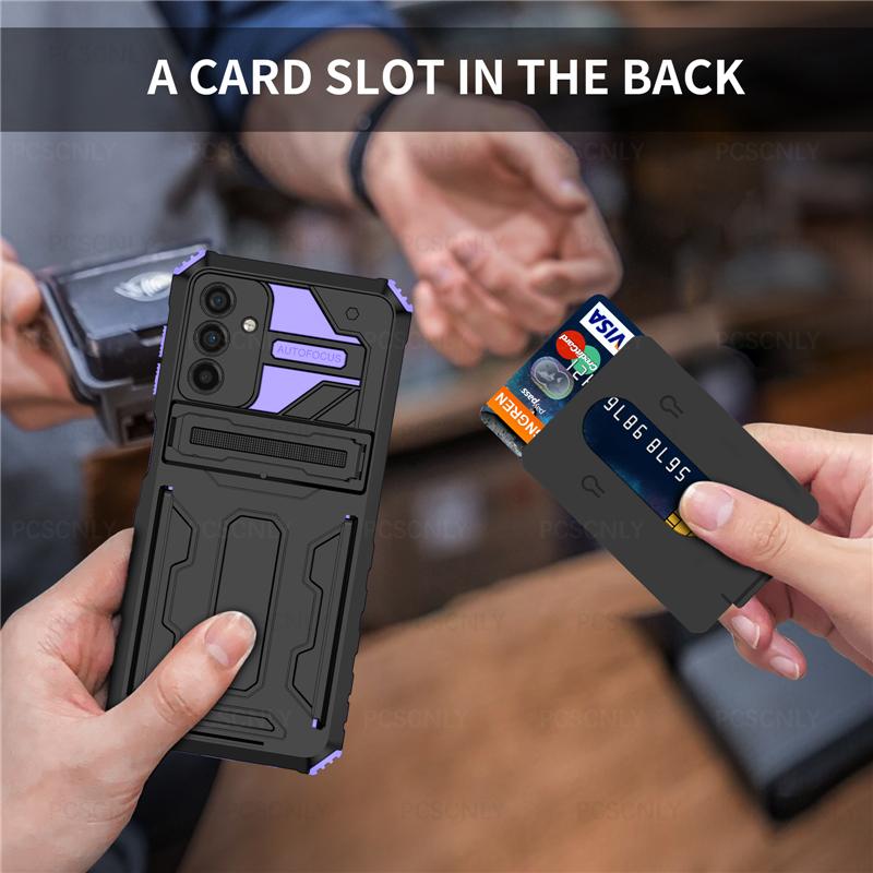 Product Introduction of Card Holder Phone Case For Samsung A35 A55 5G Casing Shockproof Armor Stand Hard Back Cover Multifunctional Galaxy 2