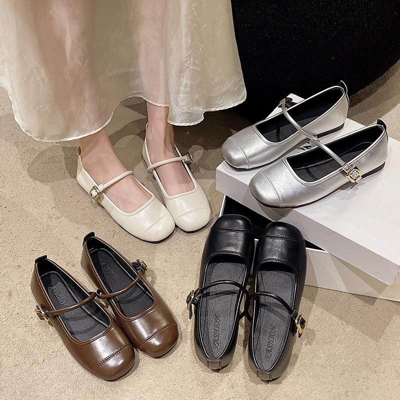 (Chân thon lùi 1sz) Giày Mary Jane khóa đơn cho nữ mùa xuân mới phong cách Hàn Quốc mũi vuông đế mềm Shoes V148