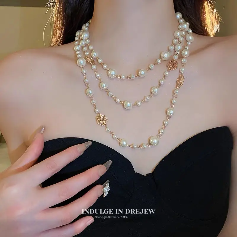 Vòng Cổ Ngọc Trai, Phong Cách Hàn Quốc Mới, Dài, Giá Cả Phải Chăng, Sang Trọng, Dây Chuyền Áo Len Cao Cấp, Dễ Phối Đồ, Thiết Kế Đơn Giản, Thích Hợp Cho Mùa Thu Và Mùa Đông, Đồ Trang Sức 7