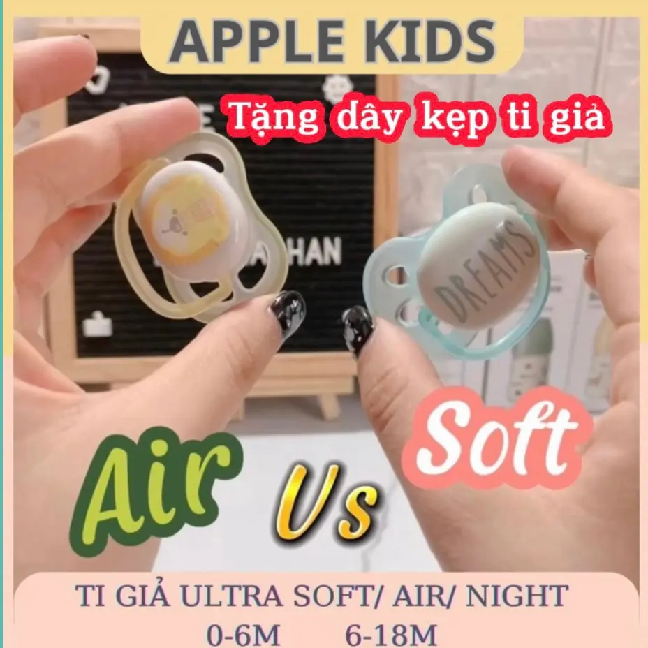 ( Tặng dây đeo ti giả) Ti giả AVENT Ultra Soft/ Air/ Night đầu dẹt , chỉnh nha cho bé [ Cam kết chính hãng]