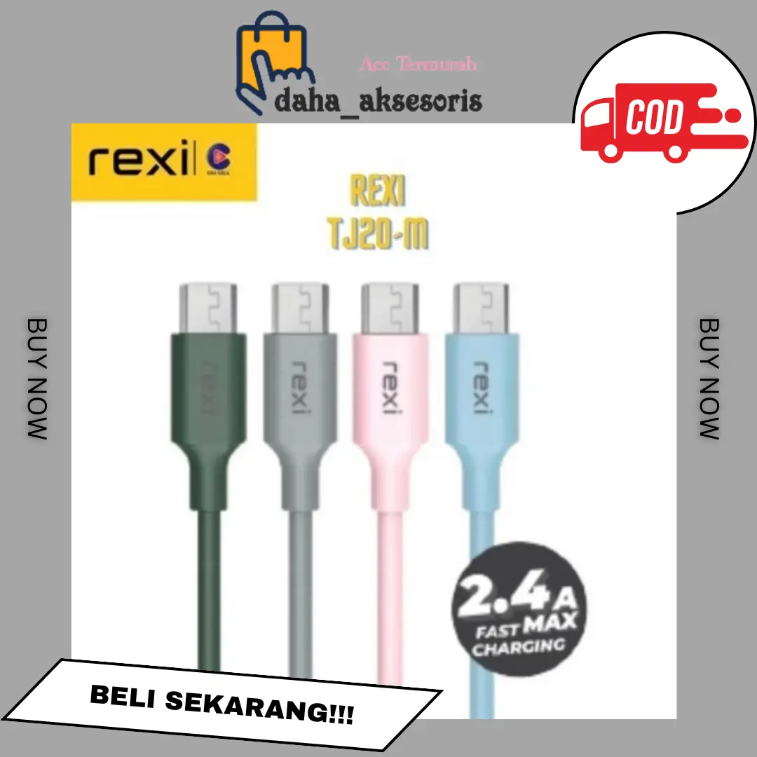 Kabel Data REXI TJ20-M Micro 2,4A Max Fast Charger Original Garansi Resmi