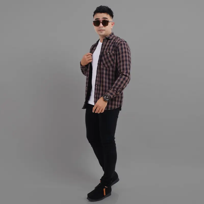 Dgm kemeja flanel pria lengan panjang casual 1551 1