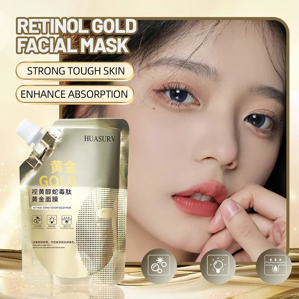 HUASURV 100ml Retinol Gold Mask Nourishing Firming Whitening Peel Off Mud Mask Facial Mask