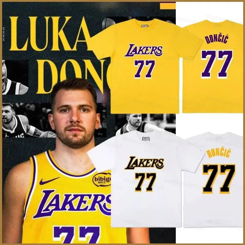 Sta5 Los Angeles Lakers Luka Doncic number 77 T-shirt basketball jersey casual training clothes