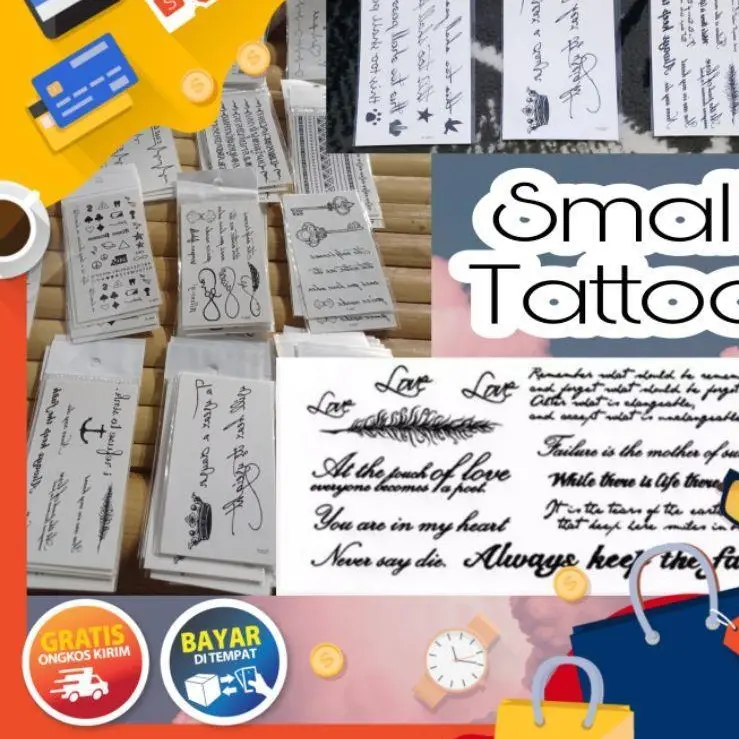 Vachstore Stiker Tato Temporer Motif Tulisan kecil 10x6 cm X free stiker tato random Temporary Tatto