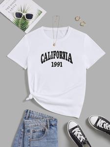 Vintage Graphic Tee for Women, Casual Round Neck T-shirt, Summer Outfit Ideas, Trendy Ladies Short Sleeve Top, Comfortable Daily Wear
