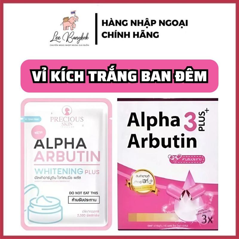   CHUẨN THÁI  Vỉ 10 Viên Bột Trộn Kích Trắng Dưỡng Da Trắng Mịn Kyra - Precous Skin Alpha Arbutin 3 Plus Ban Đêm Thái Lan kích trắng LEEBANGKOK 