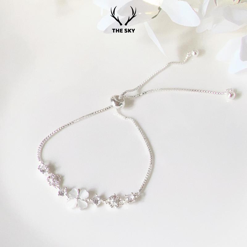 Lắc tay nữ THE SKY, vòng tay cỏ 4 lá rút may mắn freesize có thể tuỳ chỉnh theo tay đeo TSLT015 vòng tay  nữ Phụ Kiện Kiềng tay vòng  4