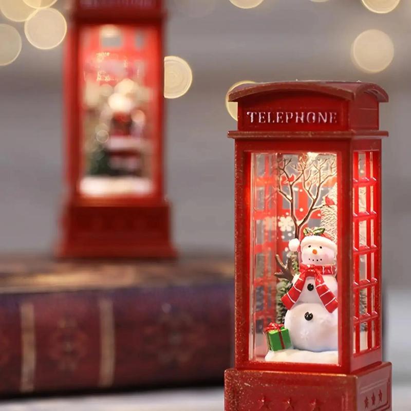 Product Introduction of Christmas Themed Lamp Ornament, 3 Counts LED Telephone Booth Decoration, Decorative Light for Home Party Festival, Festive & Party Supplies 6