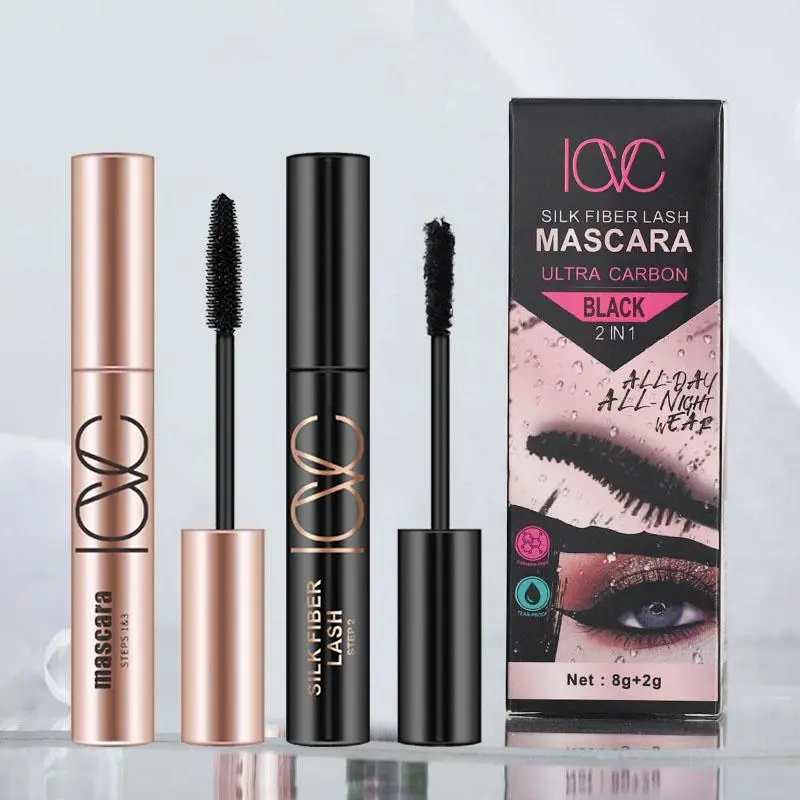 Long Lasting Eyelash Extensions Mascara & Graft Fiber Set, 2 Counts/set Eye Lashes Lengthening & Styling Mascara & Graft Fiber Stick 5