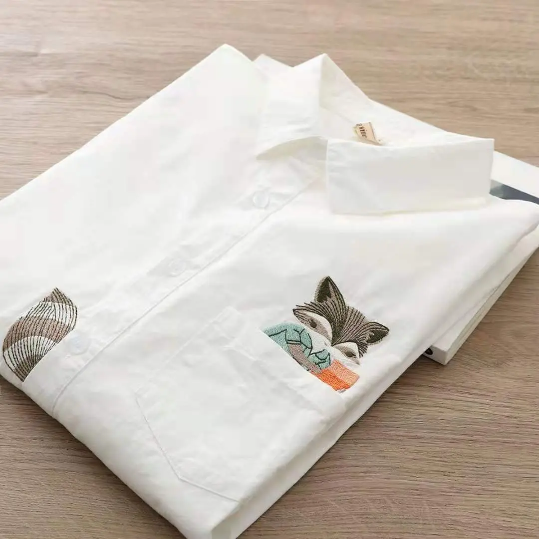 Áo Sơ Mi Lớp Nền Cotton Dài Tay, Dành Cho Nữ, Thêu Bên Trong, Phong Cách Thường Ngày Và Đơn Giản, Phong Cách Hàn Quốc, Thích Hợp Cho Mùa Xuân Và Mùa Thu, Áo Phông, Áo, Áo Sơ Mi Cổ Tròn Nữ Top Women