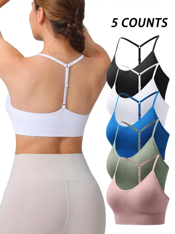 Women's Solid Color Sports Bra, Adjustable Strap Y Back Design Bra, Breathable Comfortable Sports Bra for Yoga Gym Workout Exercise, Activewear, Workout Clothes Women 2