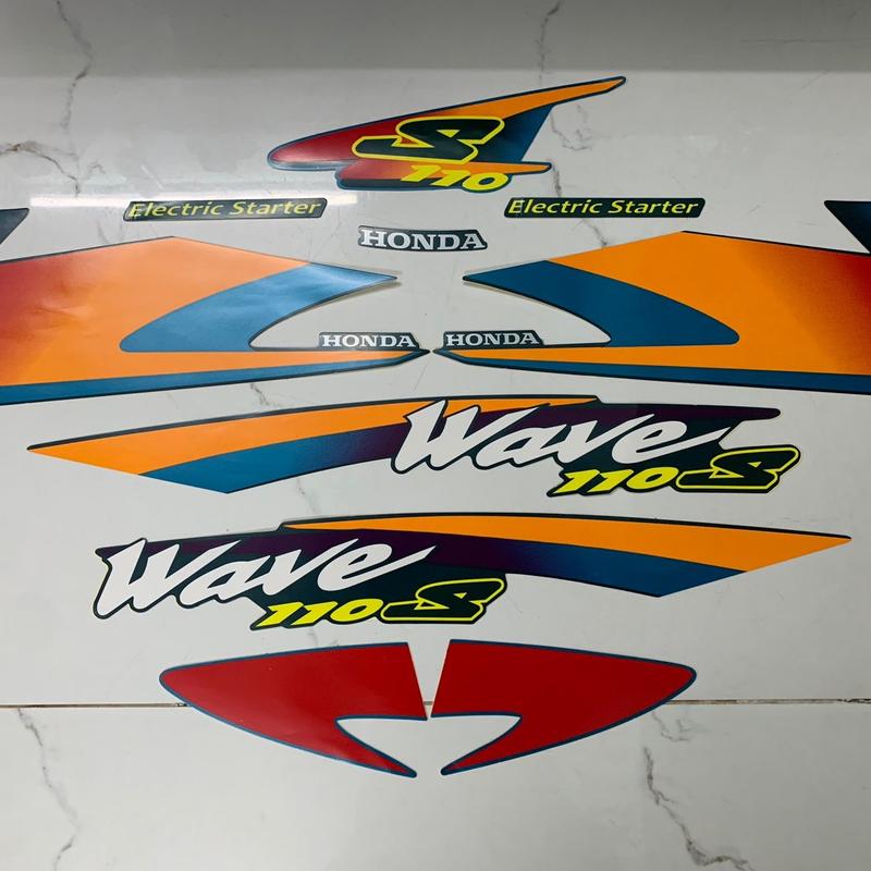 Bộ tem xe honda wave S 110 màu xanh đen hàng nhập Thái Lan chất lượng cao tem mới 100% hàng 3 lớp màu sắc rất đẹp', giá bán cực tốt bán lẻ như bán sỉ Nhãn Dán
