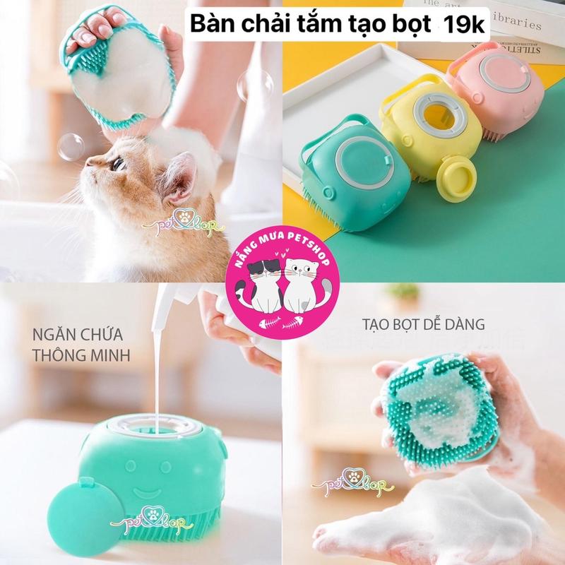 Bàn Chải Tắm Bằng Silicon Cho Chó Mèo/ Siêu Tạo Bọt/ Bàn Chải, Bông Tắm Masage Cho Thú Cưng