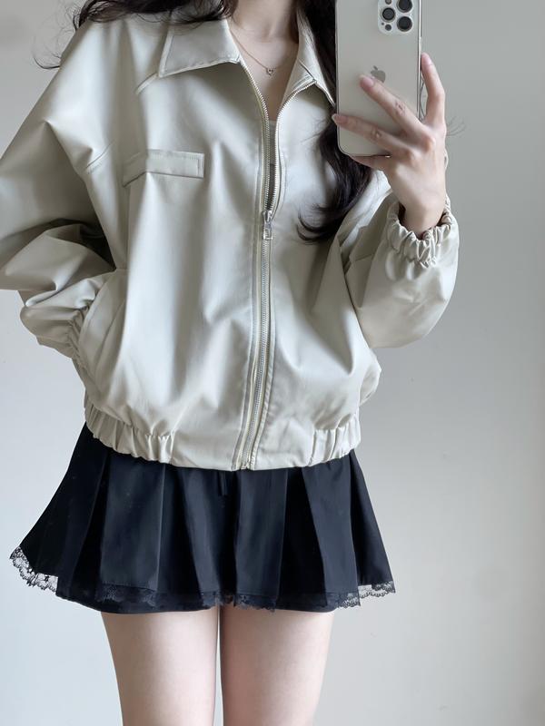 Áo Khoác Da Form Dáng Rộng Boxy 1 Lớp Miho House