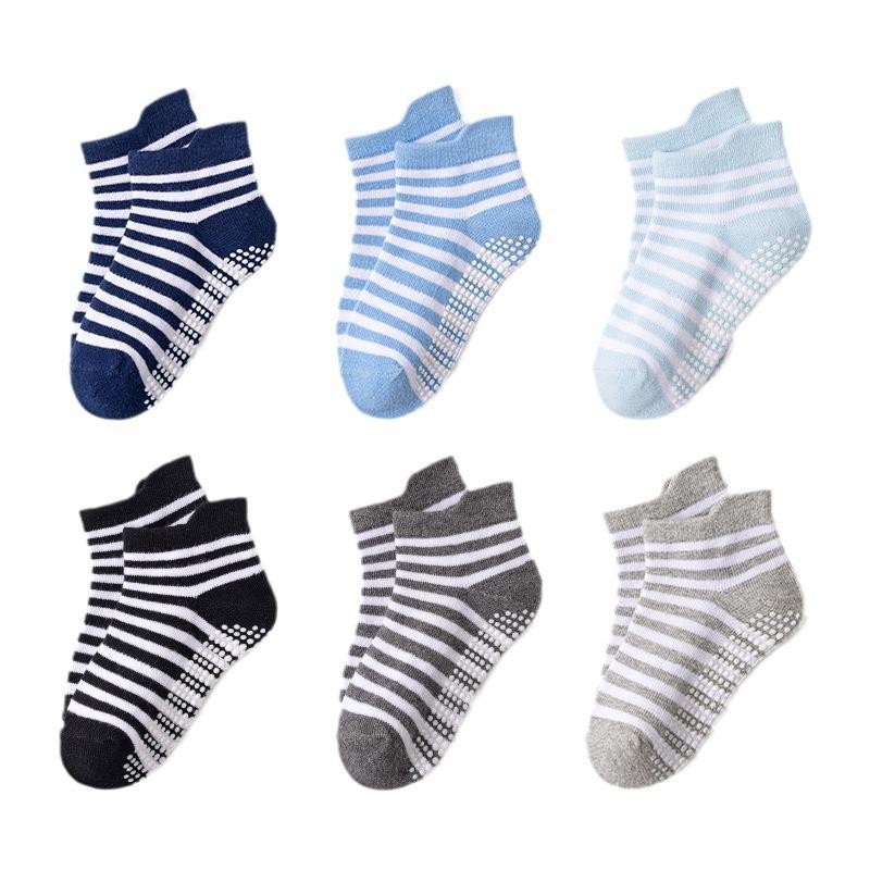 6 Pairs 0-5 Years Old Non-Slip Kids Socks with Grip Little Girls Boys Ankle Socks Infants Toddlers Children Floor Socks 4