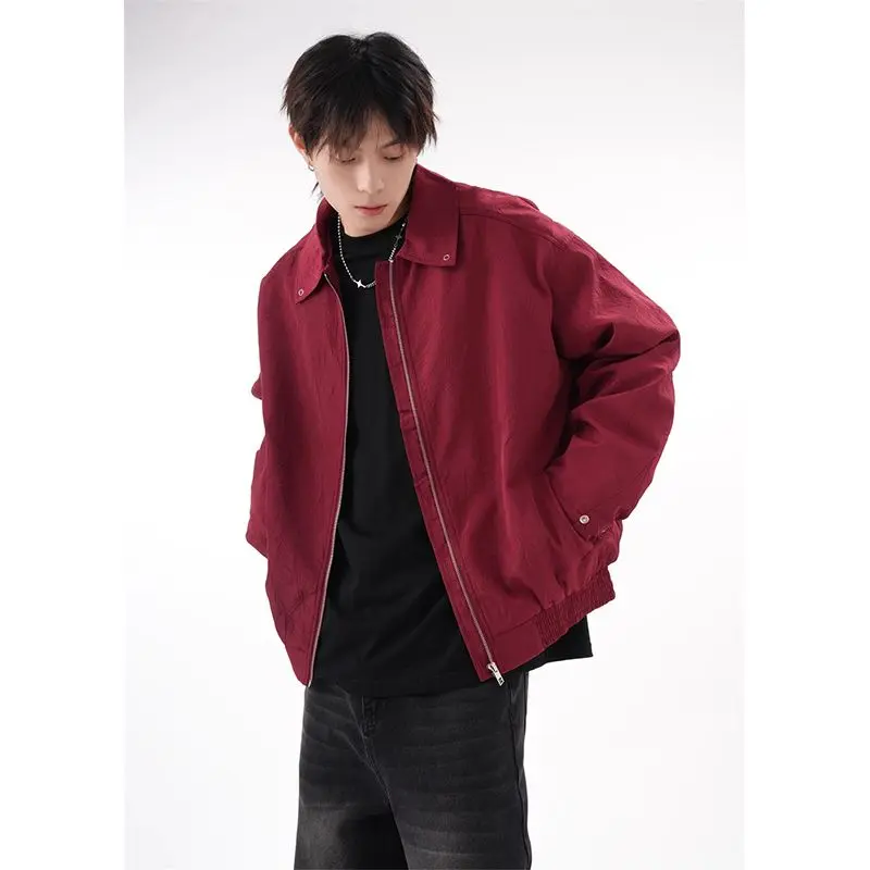 Jaket Juruterbang, Fesyen Cina, Gred Tinggi, Berlipat, Untuk Lelaki, Fesyen Musim Luruh, Jaket Harrington Lapel, Ruan Kacak, Atasan Pendek