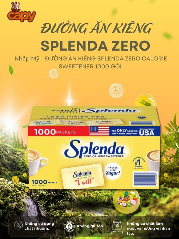 Date 2027 Set 100 gói Đường ăn kiêng Splenda cho người bệnh tiểu đường ăn kiêng