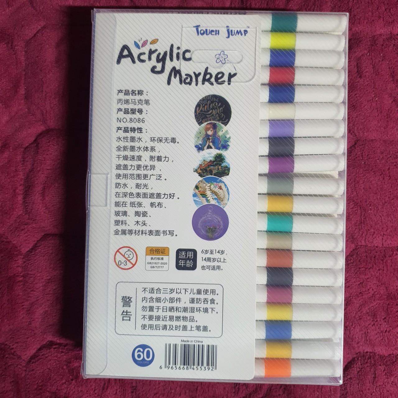 Bộ 60 Bút Màu Acrylic Marker Cao Cấp không Thấm Nước Không Bị Nhòe vẽ trên mọi chất liệu giấy, vải, gỗ