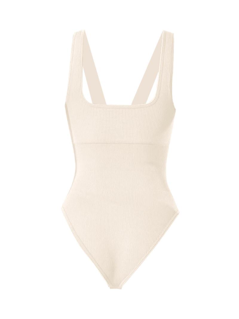 Product Introduction of YOZY Women's Solid U Neck Ribbed Seamless Bodysuit, Casual Sleeveless Bodysuit for Summer, Fashion Women's Clothing for Daily Wear 17