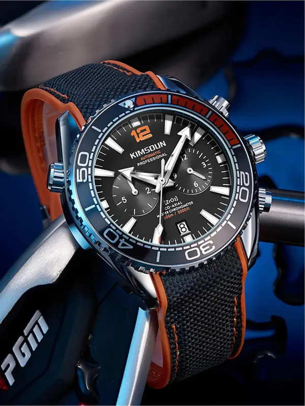 Men's Business Fashion Mechanical Watch, Casual Trendy Luminous Date Watch, Multifunctional Watch for Party, Daily Decor, Exquisite Watch for Birthday Gift with Box 0