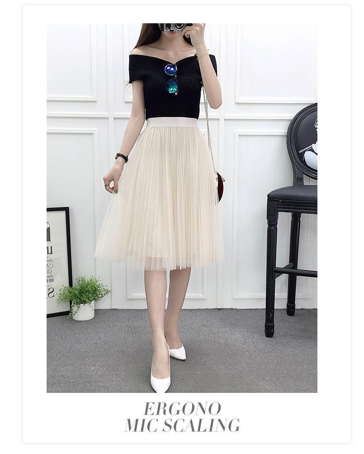 Product Introduction of Women's Summer New Mesh Skirt Pleated A- line Skirt High Waist All-Matching Skirt Tulle Skirt 5