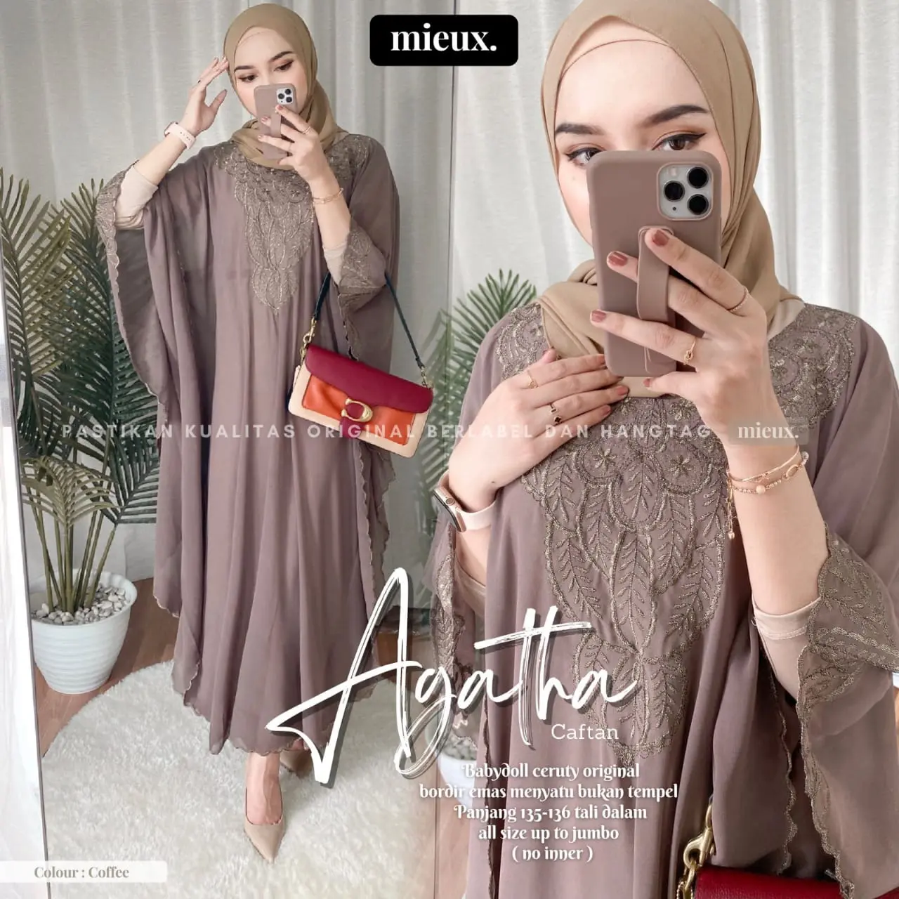 Kaftan Agatha Gamis Kaftan  Ceruty  Bordir Mewah Viral Kekinian Sudah Termasuk Inner Gamis Kaftan  Remaja Zinnia Galery Erlangga