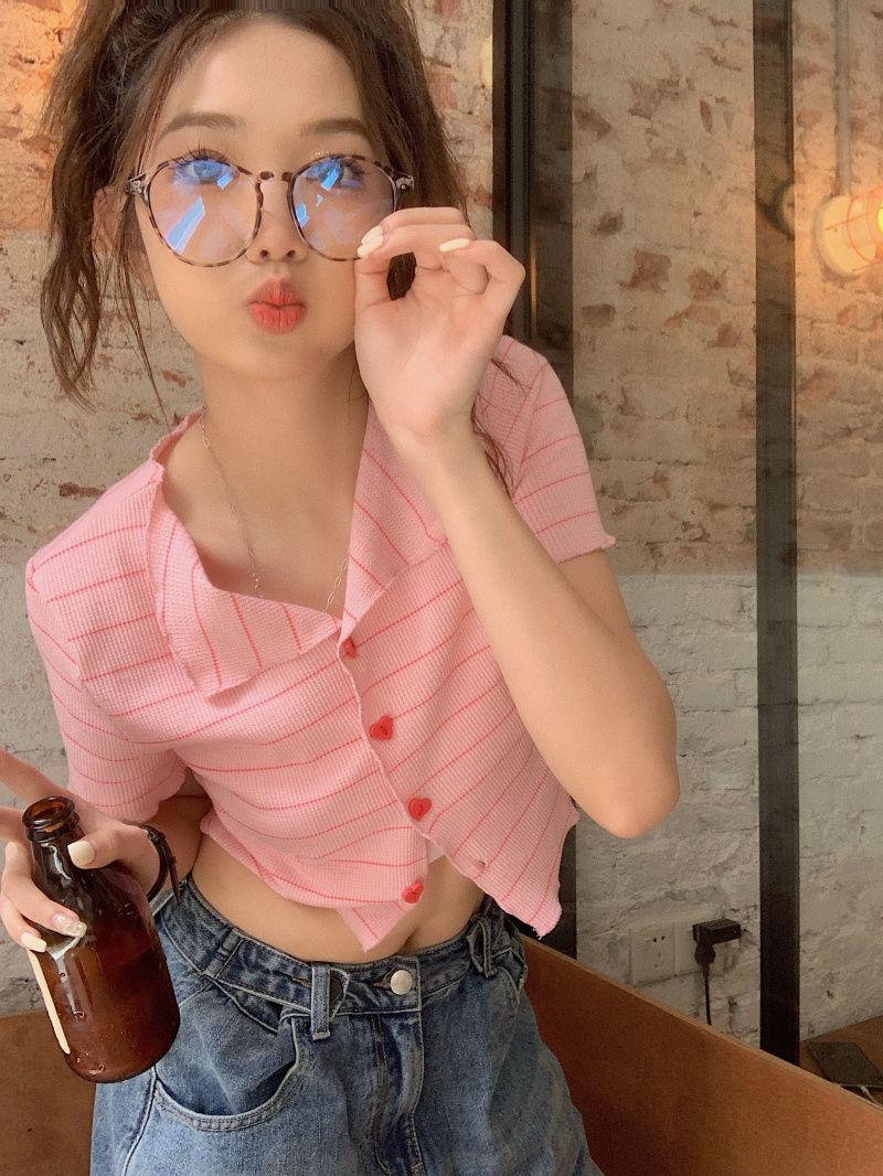 Product Introduction of Áo Cardigan Dệt Kim, Ngắn Tay, Sọc Hồng Cổ Chữ V, Dành Cho Nữ, Mỏng Và Thích Hợp Cho Mùa Hè, Thiết Kế Đẹp, Vừa Vặn Độc Đáo, Áo Cô Gái Nóng Bỏng 11