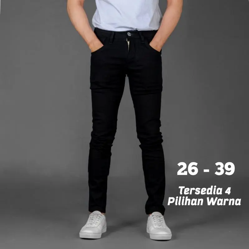 C.O.D Celana Jeans Hitam Pria Jeans Panjang Pensil Skinny Semi Slim Fit Cowok Cowo Pria Stretch Street Setrit Strit Karet Melar / Lepis/ Jins Panjang / Jens / Lepis / Sepan / Cowok / Murah / Distro / Keren / Gaul / Item Polos / Terbaru 2022 Denim Nyaman