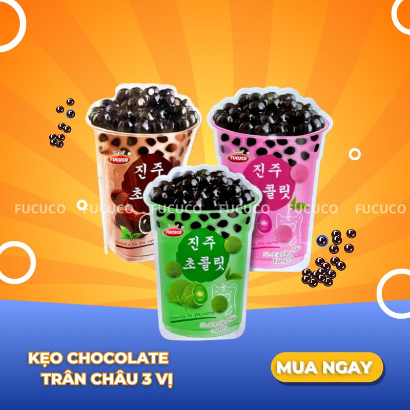 Kẹo Socola Trà Sữa Trân Châu FUCUCO Nhiều Vị - Vị Trà Sữa Đường Đen, Matcha, Hồng Trà  [Gói 130g-Gói 360g]
