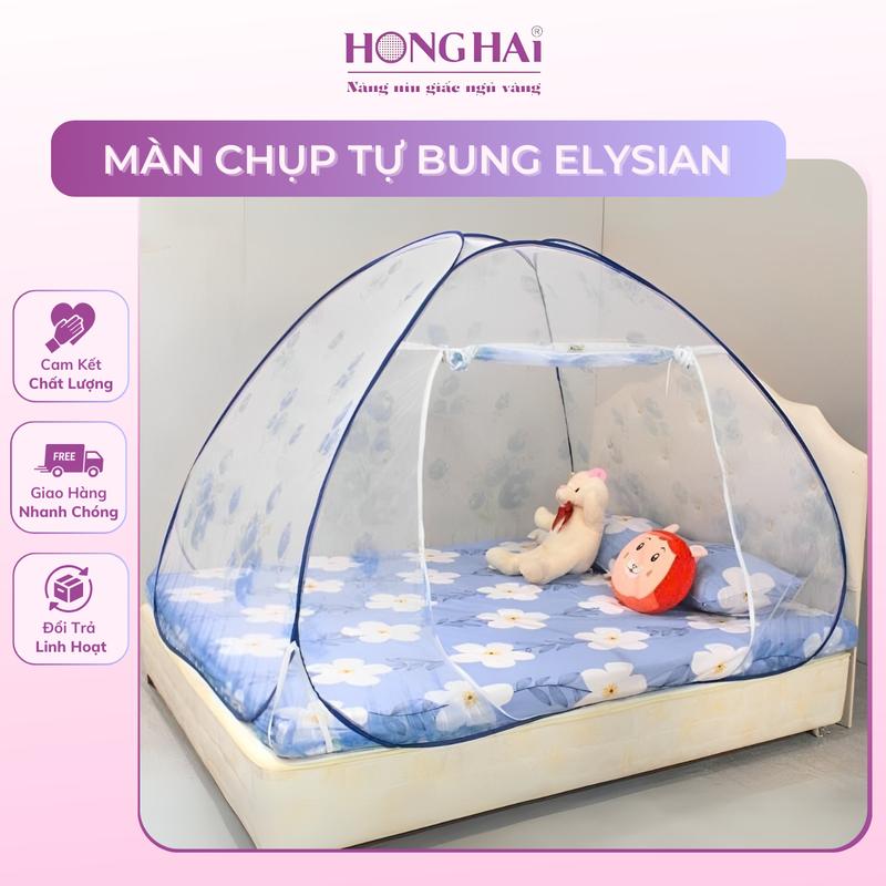 Màn chụp tự bung Elysian- màn ngủ người lớn gấp gọn chống muỗi cao cấp, bảo hành 18 tháng man khung màn _ mùng