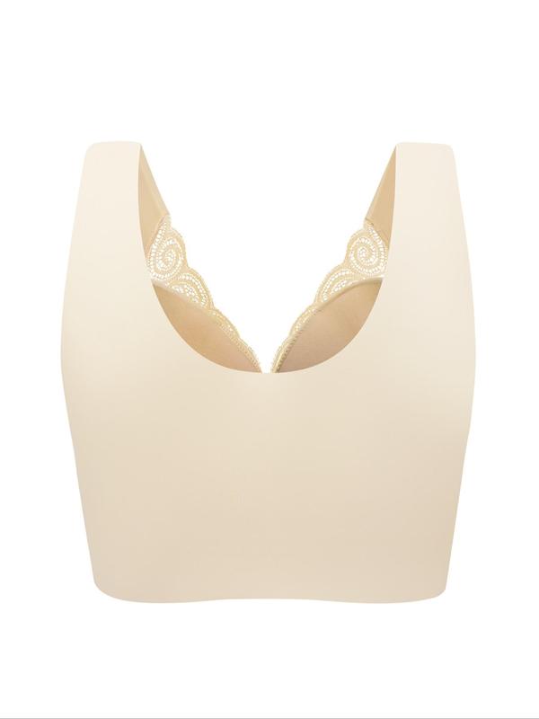 Women's Plain Contrast Lace Hook & Eye Closure Lingerie Top, Comfort Breathable Cozy Bra for Daily Wear, Lady Underwear for All Seasons, Womenswear 5