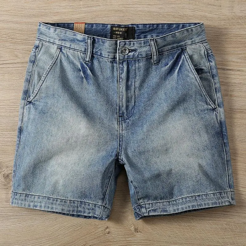 Summer Shorts Men's Cotton Washed-out Vintage 3 Points Denim Shorts Foreign Trade Slim Fashion Casual Shorts
