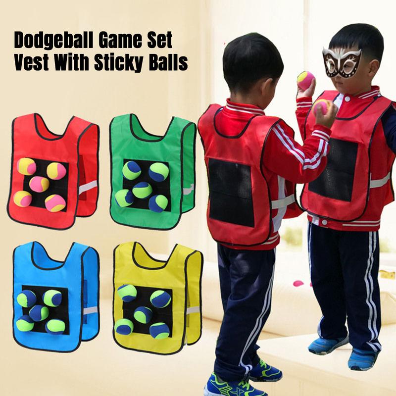 Stick Ball Vest Dodgeball Game with 5 Soft Balls Parent-Child Interactive Throwing Ball Toy Kids Boys Girls Playground Indoor Outdoor Activity Game 0