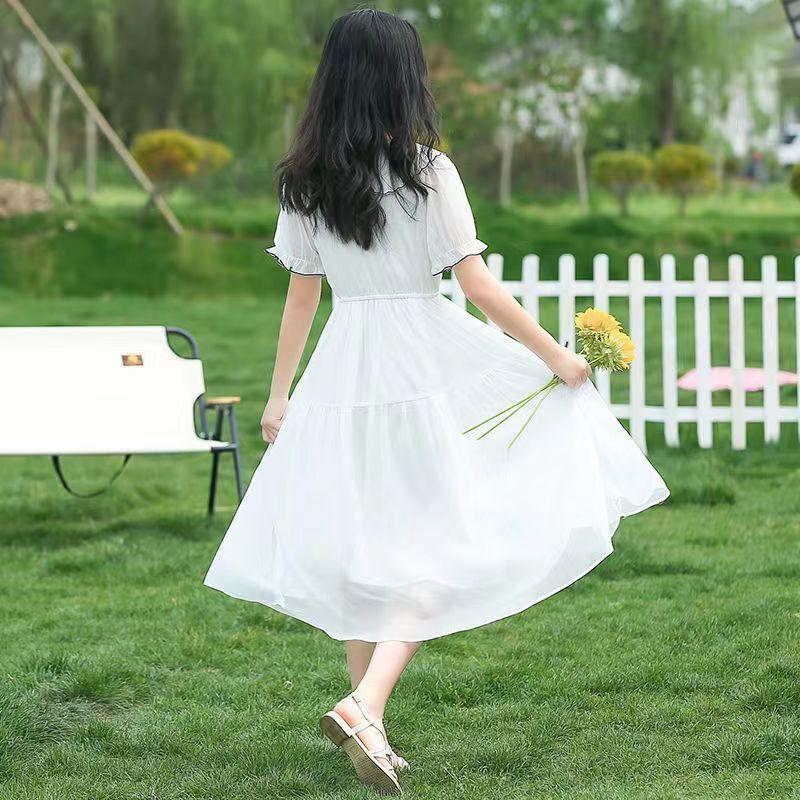 Váy Nơ Cho Bé Gái, Trang Phục Mùa Hè, Chất Liệu Voan, Váy Dài Công Chúa, Váy Thêu, Thích Hợp Cho Học Sinh Trung Học Cơ Sở Và Trung Học Cơ Sở 6
