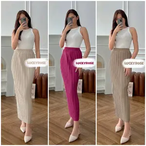 Rok Lidi Plisket Lurus Premium Rok Span Tebal Plisket Skirt Rok Wanita Panjang Pleats Skirt Pleated Rok Bodycon Rok Plisket Rok Highwaist