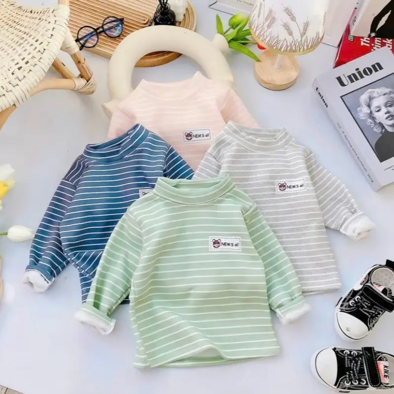 ( COMBO 3 áo cổ lọ ) combo 3 áo giữ nhiệt chất nỉ bông cổ cao 3p bé trai và bé gái . Size 5-15kg 1