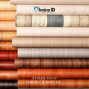 Wallpaper Kayu dan Marmer Sticker Meja Lemari Partisi Rak Buku stiker kayu serat Kertas Vinyl stiker  dinding