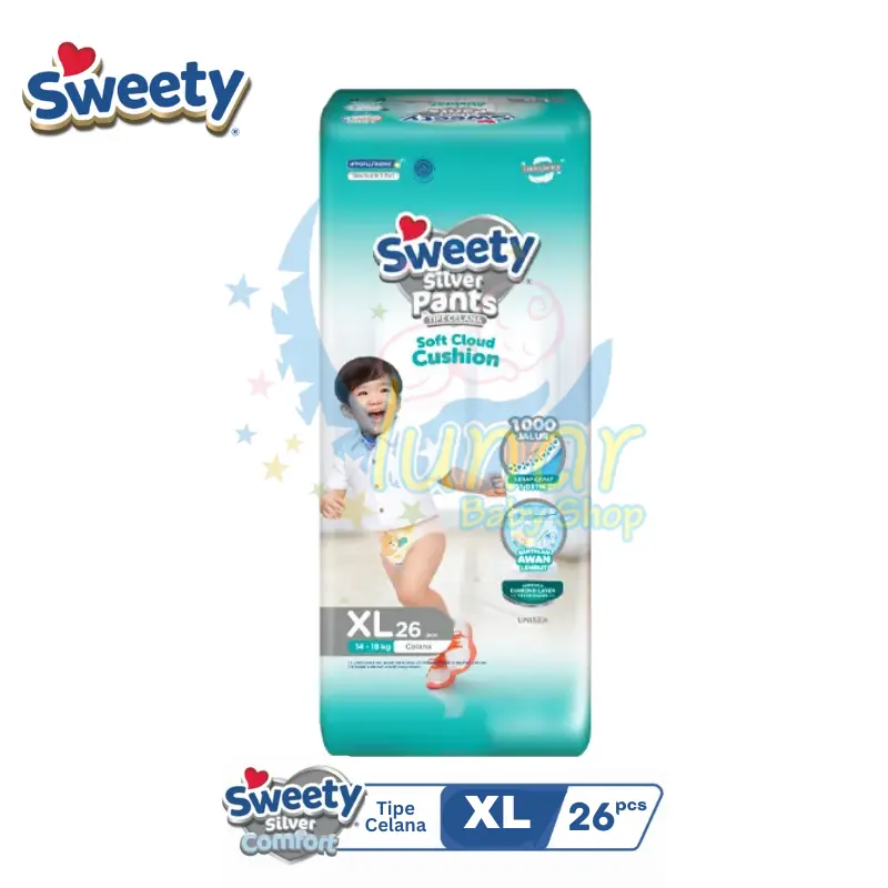 Sweety Silver Pants Tape Popok Bayi Perekat NBS40/S32/M30/L28/XL26/XXL24 Diapers 3
