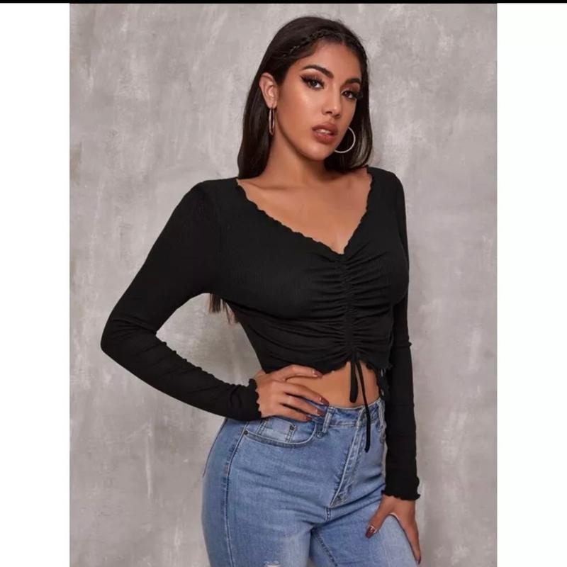 [ SIZE LỚN BIGSIZE 55Kg-100Kg ] AMS6 CROPTOP TAY DÀI RÚT DÂY