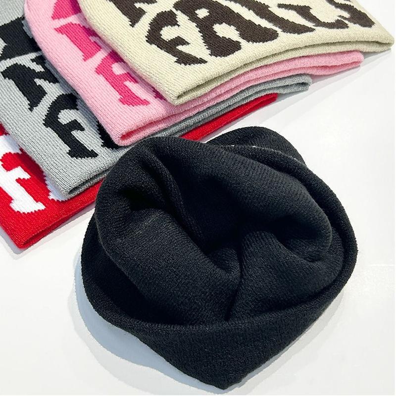 Product Introduction of Gothic Elastic Knitted Hat Letter Thickened Jacquard Hat Winter Warm Windproof Hip Hop Cap Men Women 17