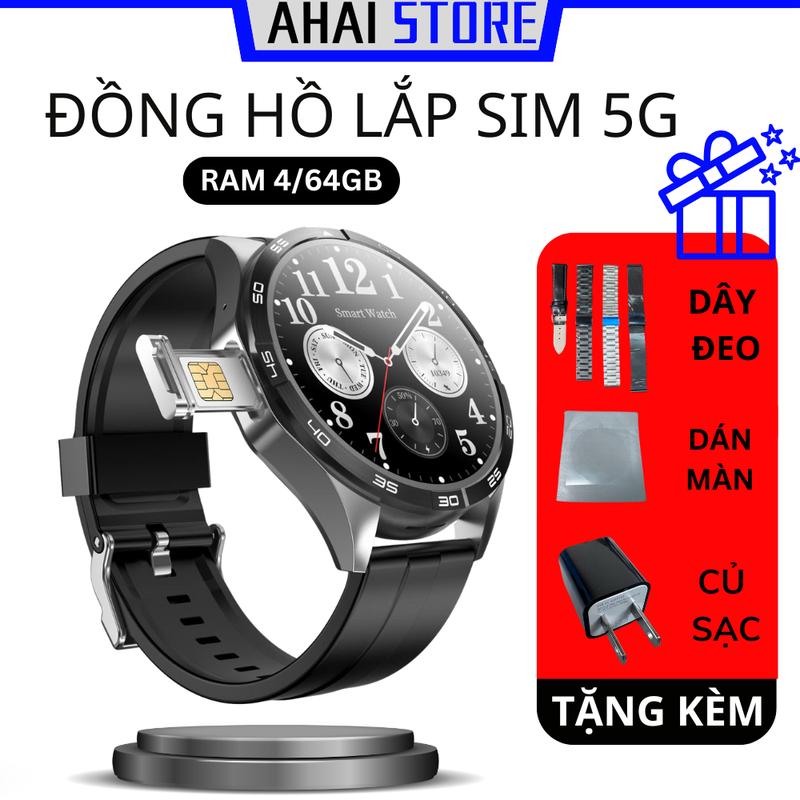  Đồng hồ Android GT5 Ram 4 64GB lắp sim 5G nghe gọi độc lập size 46mm tải ứng dụng chơi game lướt tiktok 