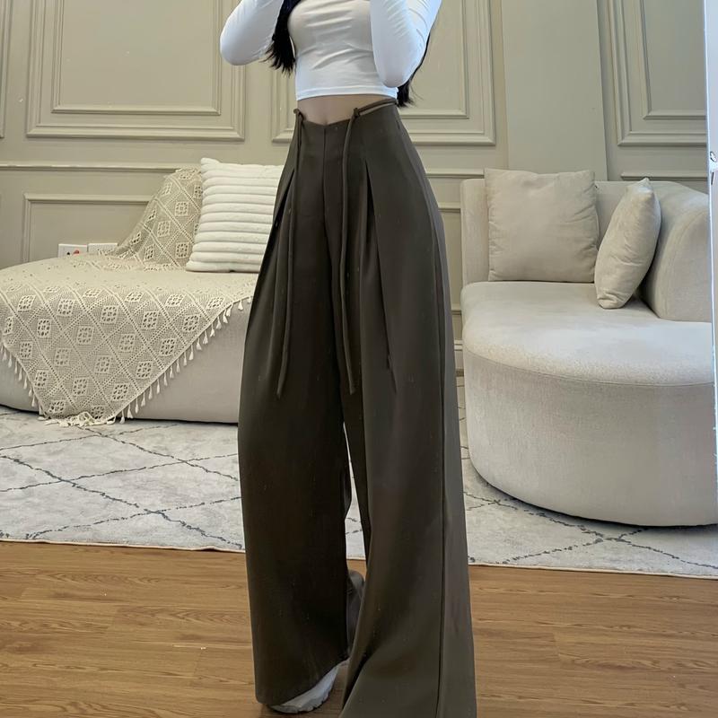 Quần suông nữ dáng dài ống rộng phối dây buộc cá tính phong cách Trẻ trung - 018 5